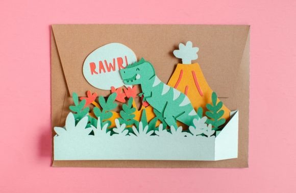T-Rex Dinosaur Pop-Up Birthday Card – Fun DIY SVG Template (MRR) - Social Canvas