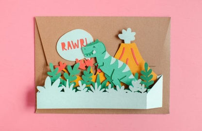 T-Rex Dinosaur Pop-Up Birthday Card – Fun DIY SVG Template (MRR) - Social Canvas
