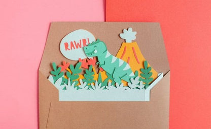 T-Rex Dinosaur Pop-Up Birthday Card – Fun DIY SVG Template (MRR) - Social Canvas