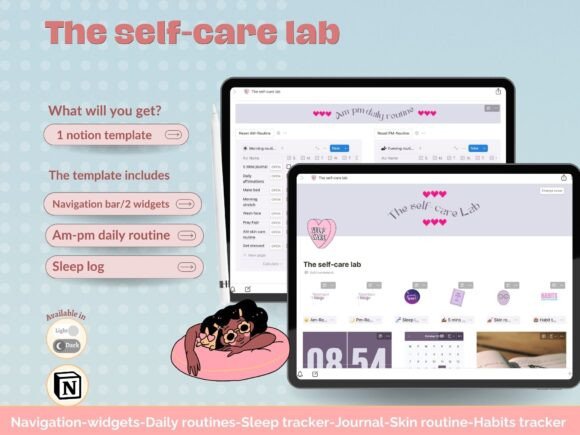Notion Self-Care Planner & Tracker (MRR) - Social Canvas