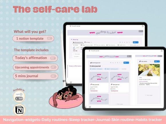 Notion Self-Care Planner & Tracker (MRR) - Social Canvas