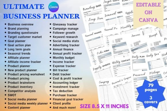 Ultimate Business Planner – Printable & Editable Canva Templates for Entrepreneurs - Social Canvas