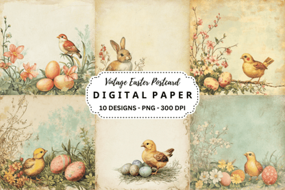 Vintage Easter Postcard Backgrounds Pack - Social Canvas