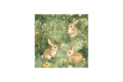 Watercolor Bunny Meadow Background - Social Canvas