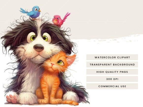 Watercolor Quirky Friendship Clip Art - Social Canvas