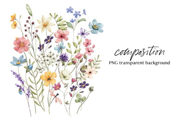 Wildflower & Butterfly Clipart Set with Dragonflies (MRR) - Social Canvas