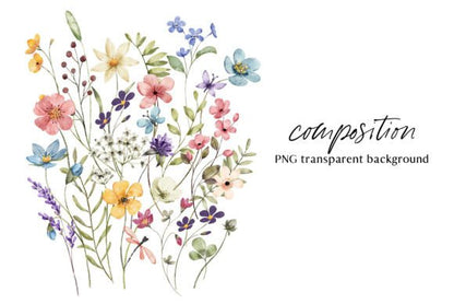 Wildflower & Butterfly Clipart Set with Dragonflies (MRR) - Social Canvas