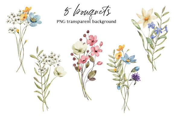 Wildflower & Butterfly Clipart Set with Dragonflies (MRR) - Social Canvas