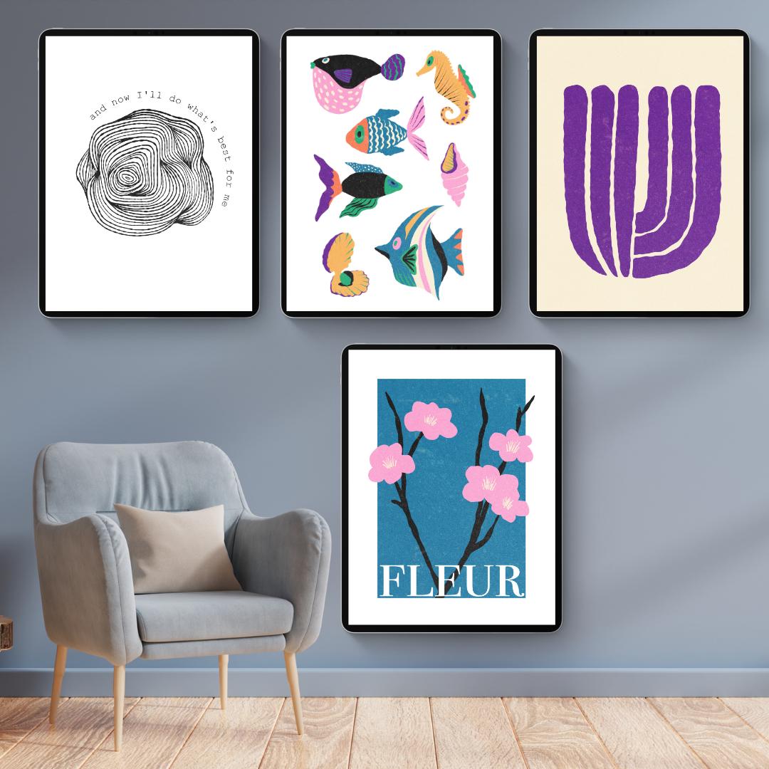 50 Modern Art Prints | Digital Wall Art | Printable Home & Office Decor | Abstract, Boho and Colorful Aesthetic Prints | Instant Download - Social Canvas