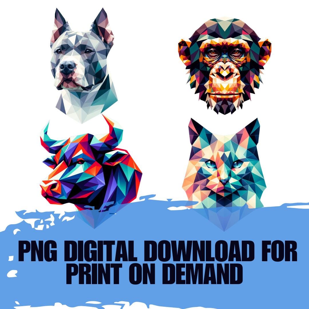 Animal Geometric PNG Digital Downloads for Print on Demand - Social Canvas