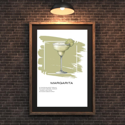 Margarita Recipe Art Print - Classic Cocktail Wall Decor for Home Bars - Social Canvas