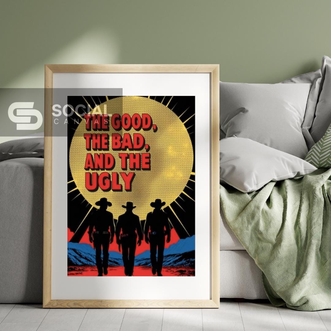 The Good, The Bad, and The Ugly Pop Art Poster - Classic Western Movie Wall Art Decor - Social Canvas