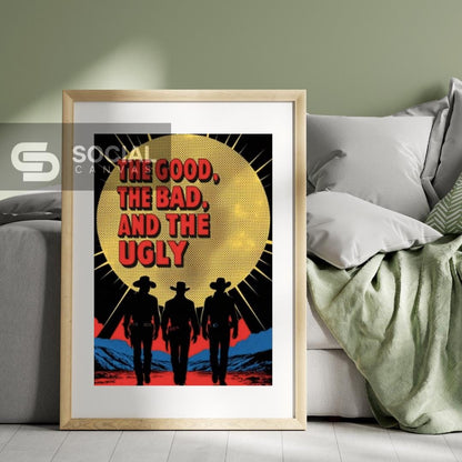The Good, The Bad, and The Ugly Pop Art Poster - Classic Western Movie Wall Art Decor - Social Canvas
