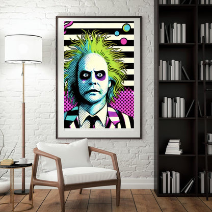 Beetlejuice Style Movie Pop Art Poster - Iconic Movie Character Wall Art Decor - Social Canvas