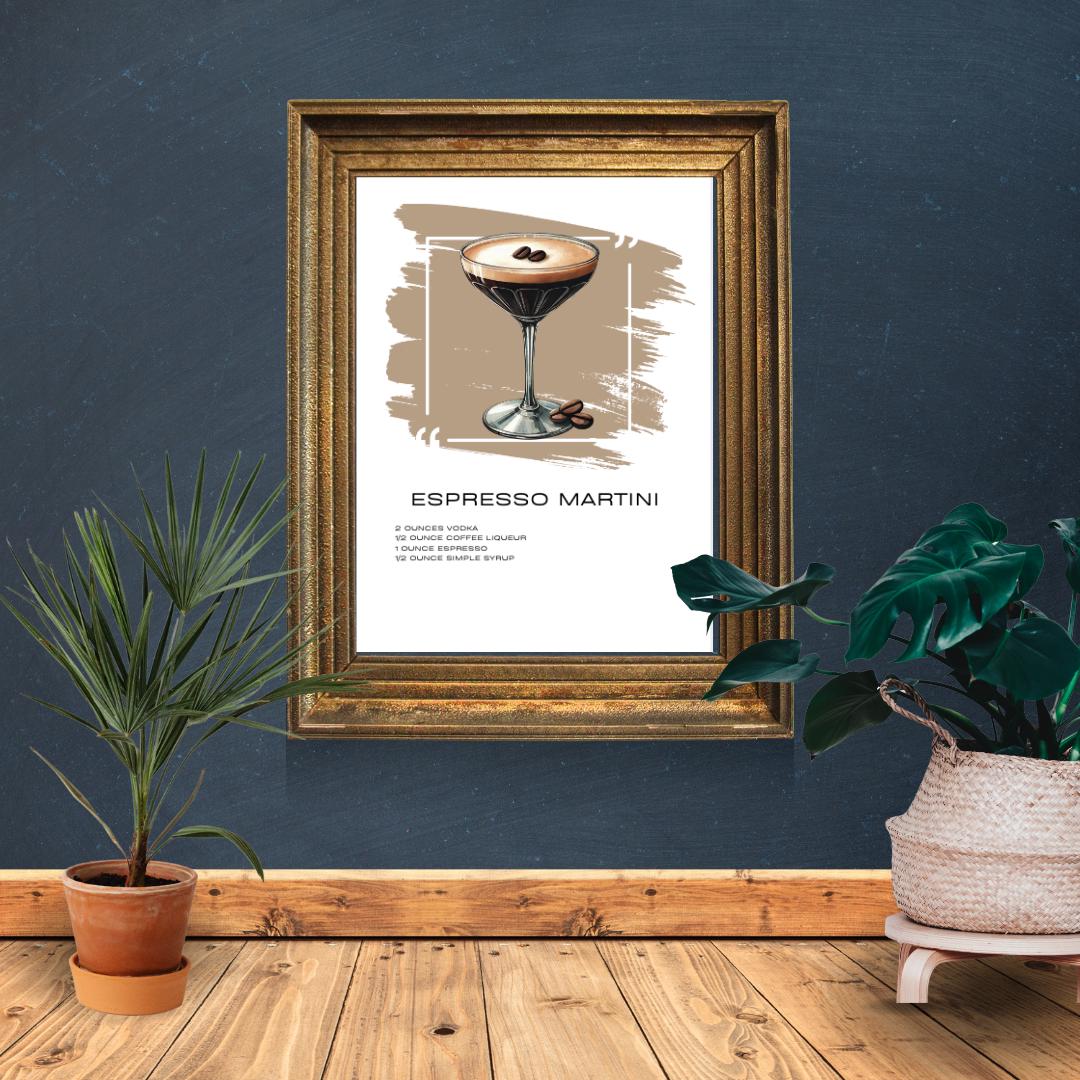 Chic Espresso Martini Recipe Art Print - Cocktail Bar Decor - Social Canvas