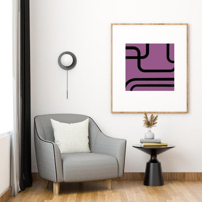 Geometric Abstract Wall Art | Modern Minimalist Purple and Black Design | Mid-Century Inspired Retro Print for Home or Office Decor - Social Canvas