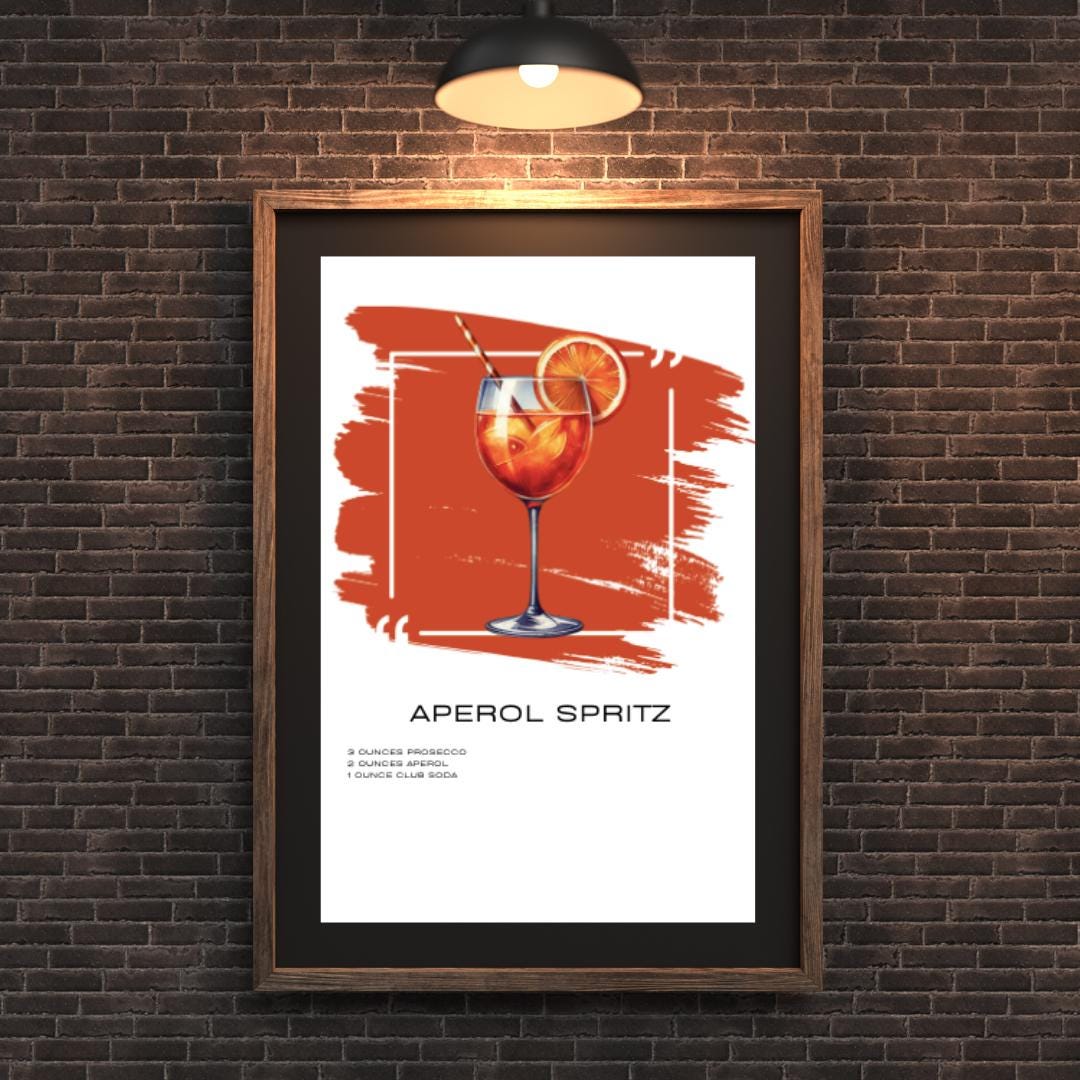 Aperol Spritz Recipe Art Print - Vibrant Cocktail Decor for Home Bars - Social Canvas