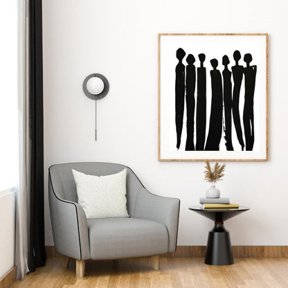 Minimalist Black Silhouette Art Print | Abstract Figurative Wall Art | Contemporary Modern Home Decor - Social Canvas