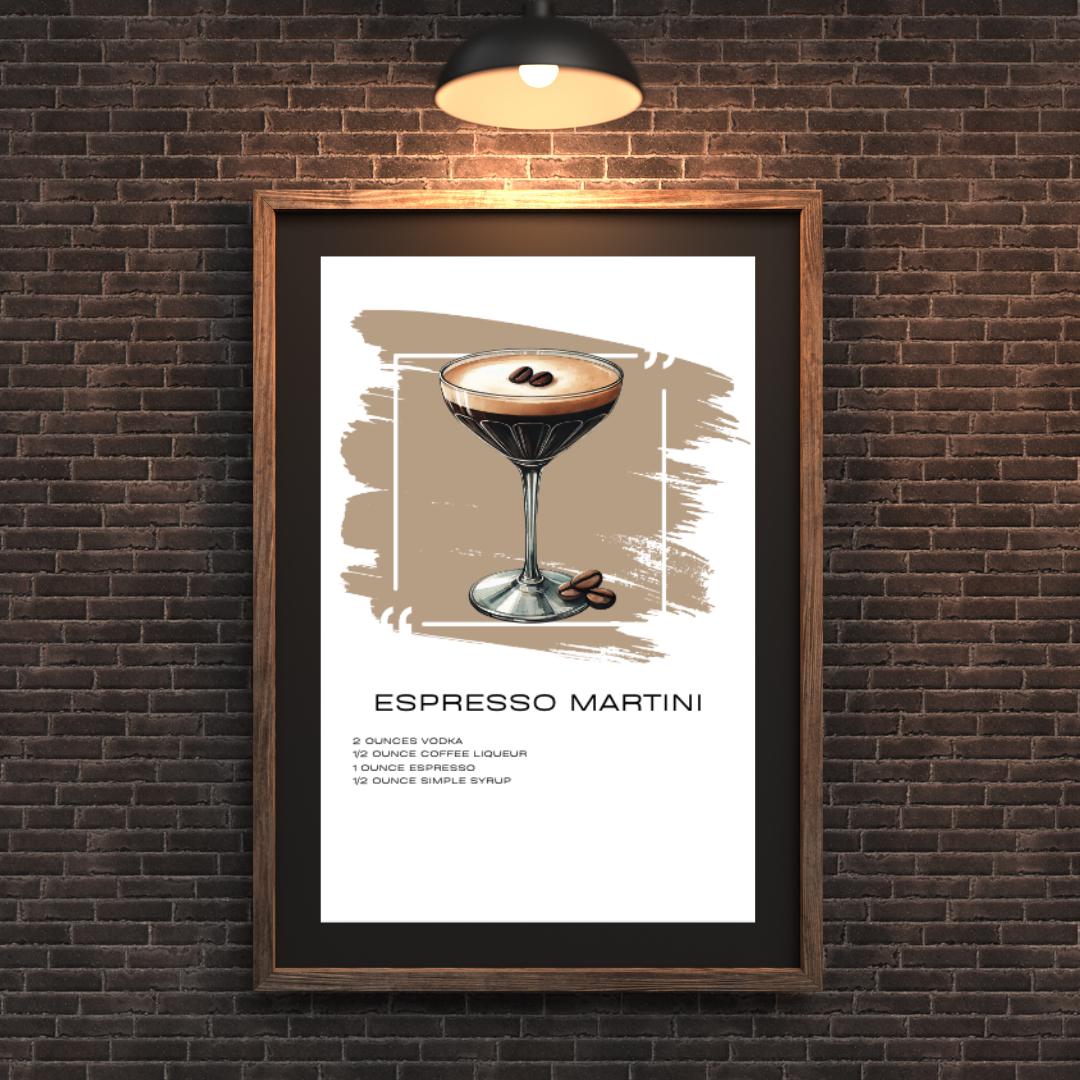 Chic Espresso Martini Recipe Art Print - Cocktail Bar Decor - Social Canvas