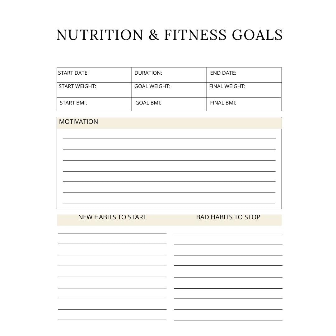 60-Page Nutrition Planner Canva Template | Printable Health Journal | Meal and Food Tracker | Wellness and Diet Planner | Digital Download - Social Canvas