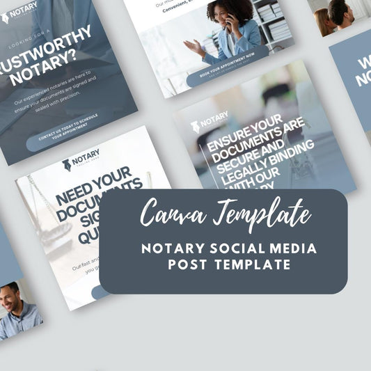 Notary Social Media Template Bundle | Canva Notary Marketing Kit | Legal Document Signing Instagram & Facebook Templates - Social Canvas