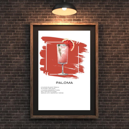 Paloma Recipe Art Print - Refreshing Tequila Cocktail Wall Decor - Social Canvas