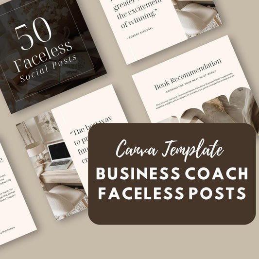 Business Coach Faceless Social Media Canva Templates | 50 Engagement Posts for Entrepreneurs & Coaches - Social Canvas