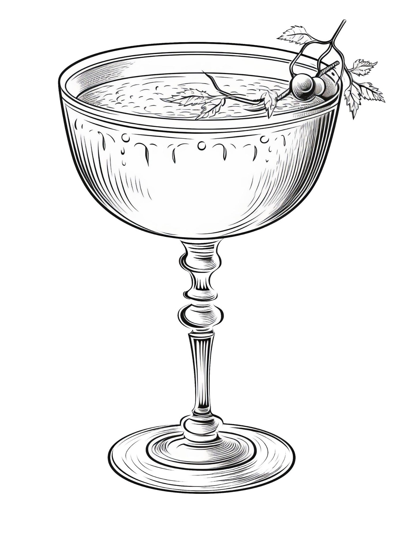 Cocktail Coloring Book | 25-Page Canva Template with Stylish Drink Designs | Fun Cocktail-Themed Coloring Pages for Adults - Social Canvas