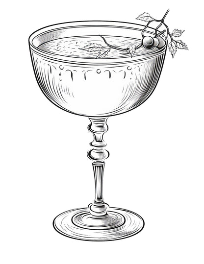 Cocktail Coloring Book | 25-Page Canva Template with Stylish Drink Designs | Fun Cocktail-Themed Coloring Pages for Adults - Social Canvas