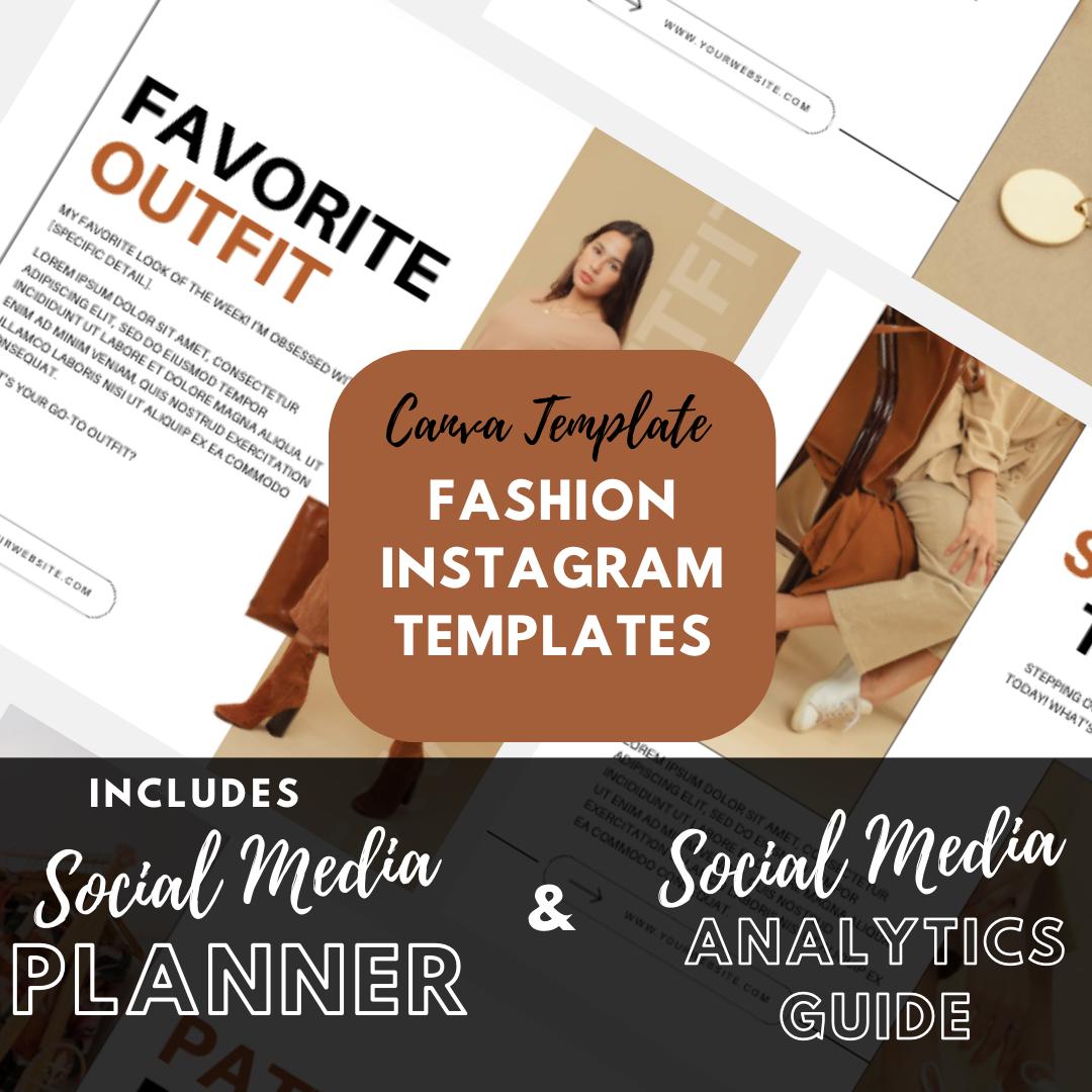 30 Fashion Instagram Post Templates | Social Media Planner and Analytics Guide | Outfit Inspo, Hauls & Trendy Social Media Graphics - Social Canvas