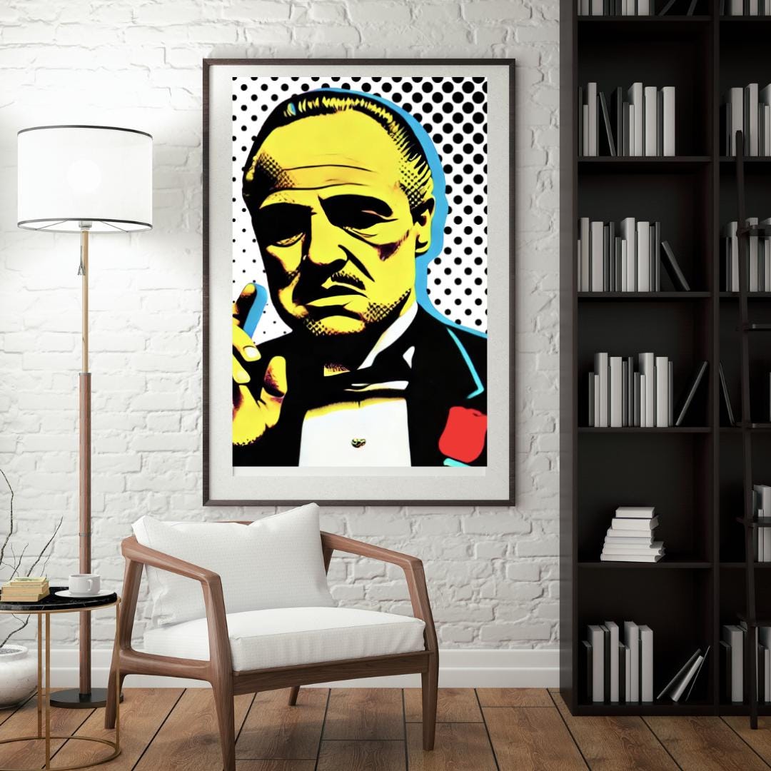 Pop Art Godfather Portrait Print - Iconic Mafia Movie Wall Decor - Social Canvas