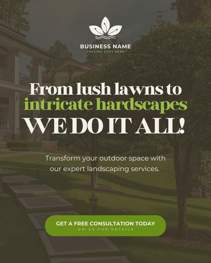 Landscaping Social Media Template Bundle | Canva Lawn Care Marketing Kit | Gardening Business | Social Media Planner and Analytics Guide - Social Canvas