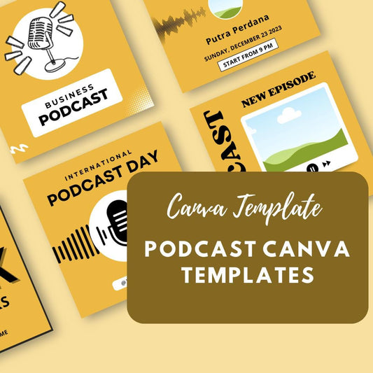 60 Podcast Canva Templates | Social Media Podcast Graphics | Episode Announcements and Promotional Posts | Editable and Customizable - Social Canvas
