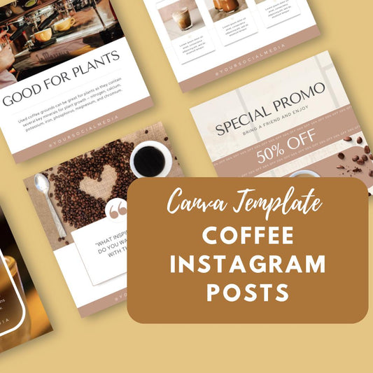 Coffee Shop Social Media Canva Templates | Café and Barista Marketing Kit for Instagram and Pinterest - Social Canvas