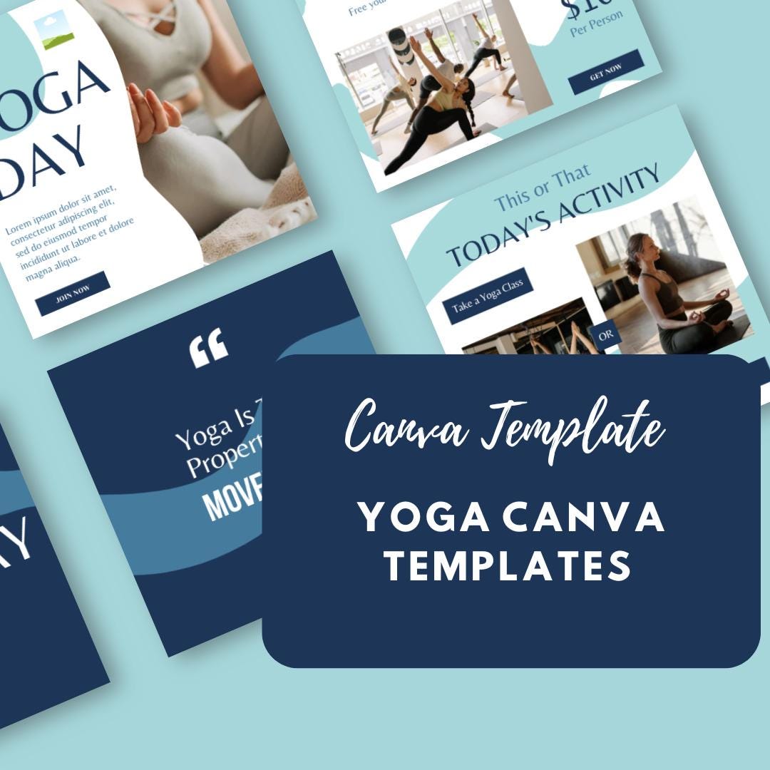 Yoga Canva Templates | Social Media Kit for Yoga Instructors and Studios | Wellness and Fitness Instagram Posts | Digital Download - Social Canvas