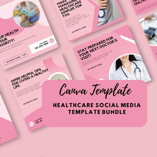 Healthcare Social Media Template Bundle | Medical Canva Templates | Clinic Instagram Post & Story | Doctor Marketing Graphics - Social Canvas