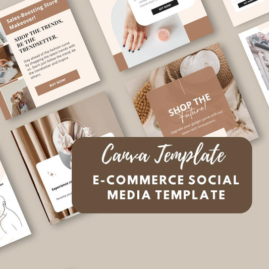 E-Commerce Social Media Business Bundle | Marketing Templates | Online Store Instagram & Facebook Posts | Shopify and Etsy Branding Kit - Social Canvas
