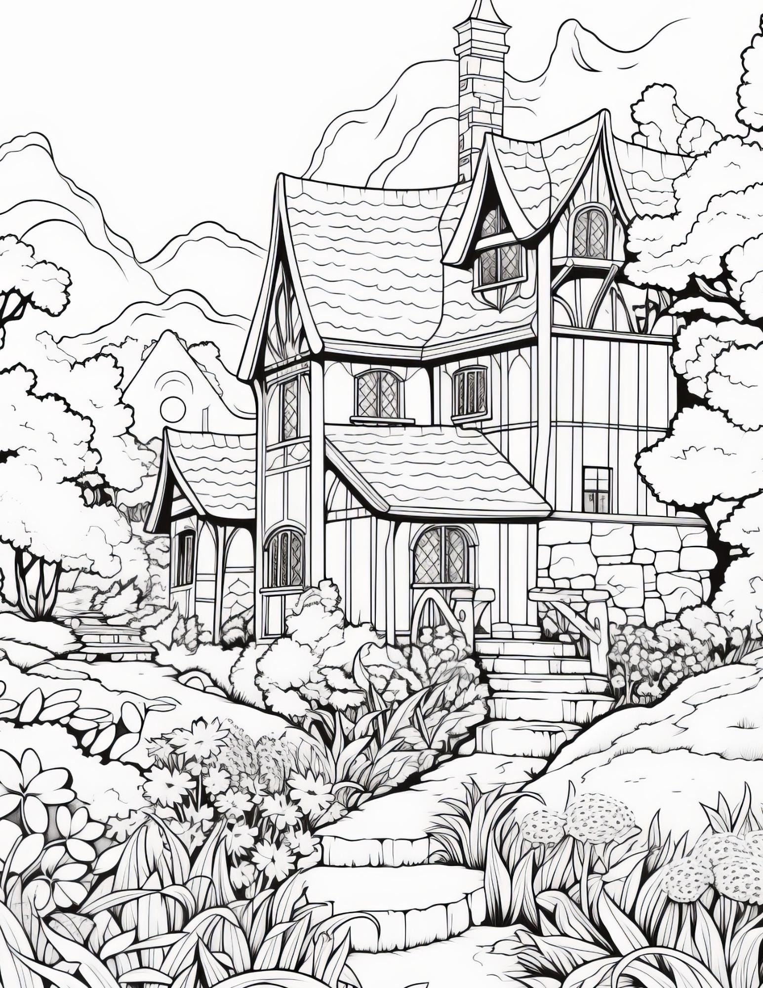 English Garden Coloring Book | 25-Page Canva Template for Relaxation and Mindfulness | Beautiful Floral and Garden-Themed Pages - Social Canvas