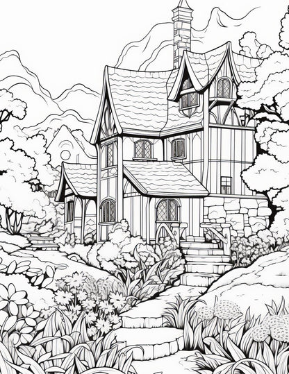 English Garden Coloring Book | 25-Page Canva Template for Relaxation and Mindfulness | Beautiful Floral and Garden-Themed Pages - Social Canvas