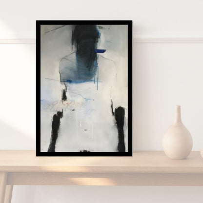 Abstract Figurative Blue and White Painting | Modern Minimalist Artwork | Emotional Expressionist Wall Art for Contemporary Interiors - Social Canvas