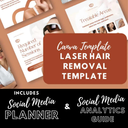 Laser Hair Removal Canva Templates | Social Media Marketing Kit for Beauty & Aesthetics | Social Media Planner, Analytics Guide - Social Canvas