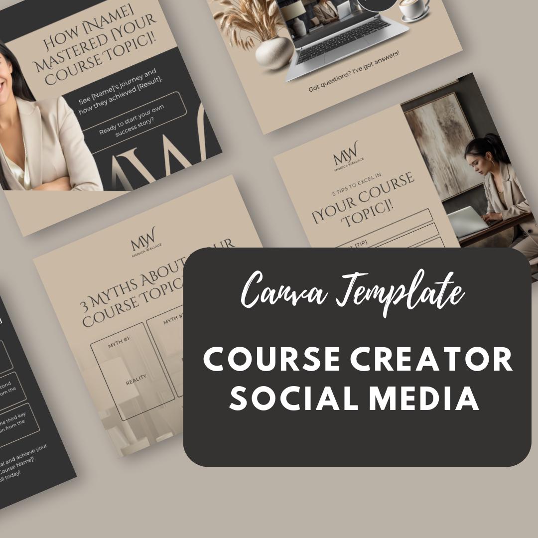 29 Course Creator Social Media Templates | Editable Canva Templates | Online Course Marketing, Coaching and Education Content - Social Canvas
