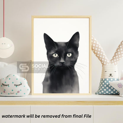 Party Cat Art Print with Festive Hat - Playful Pink Background Wall Decor | 200 Kids Wall Art Prints - Social Canvas