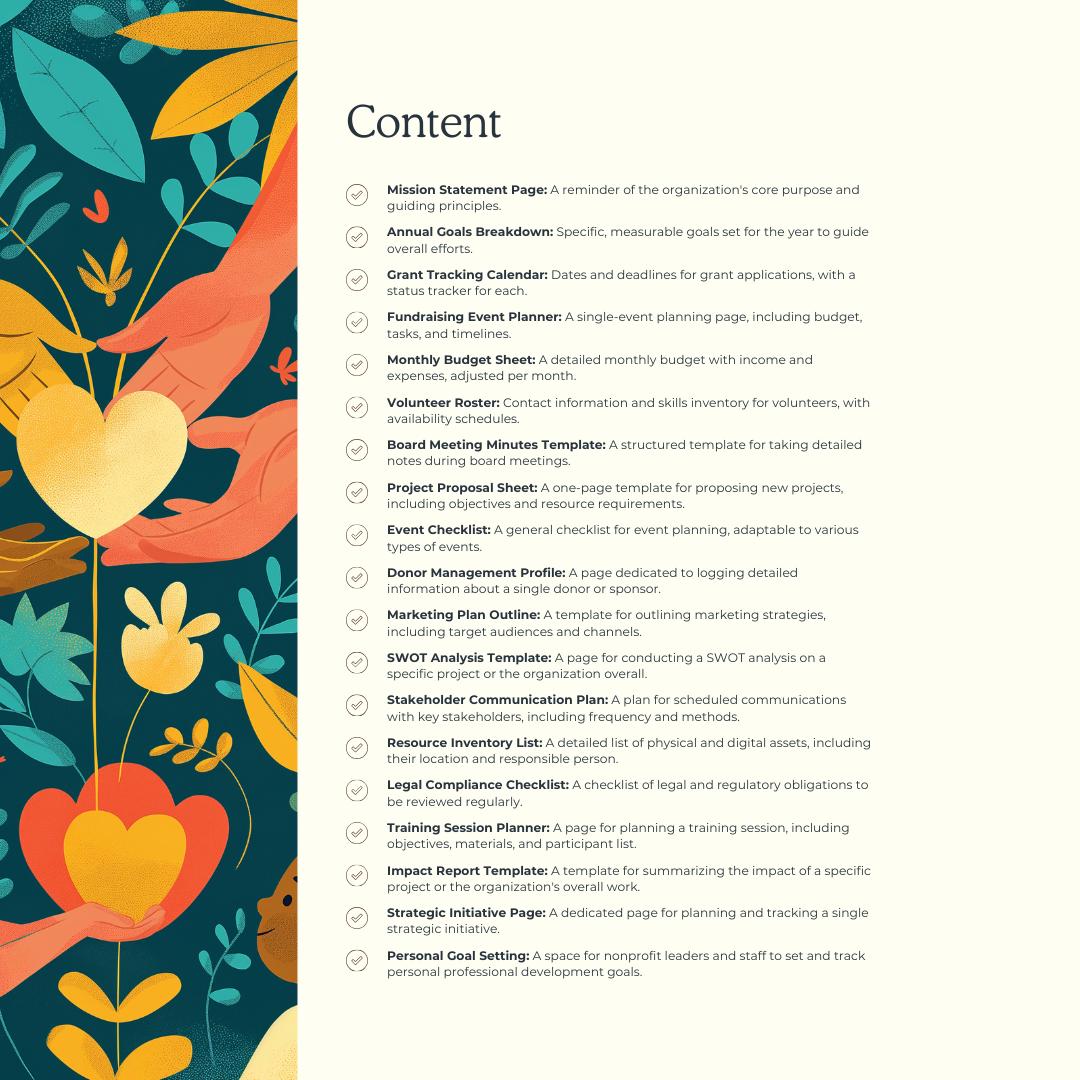 Non-Profit Planner | Fundraising, Grant Tracking & Organizational Management Guide - Social Canvas
