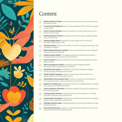 Non-Profit Planner | Fundraising, Grant Tracking & Organizational Management Guide - Social Canvas