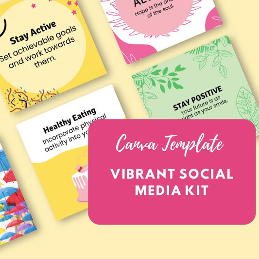 50 Vibrant Social Media Kit | Bold and Colorful Canva Templates | Instagram, Pinterest, Facebook and Stories | Digital Download - Social Canvas