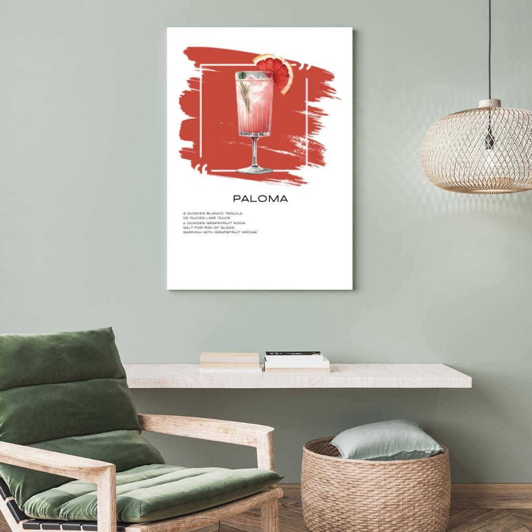 Paloma Recipe Art Print - Refreshing Tequila Cocktail Wall Decor - Social Canvas