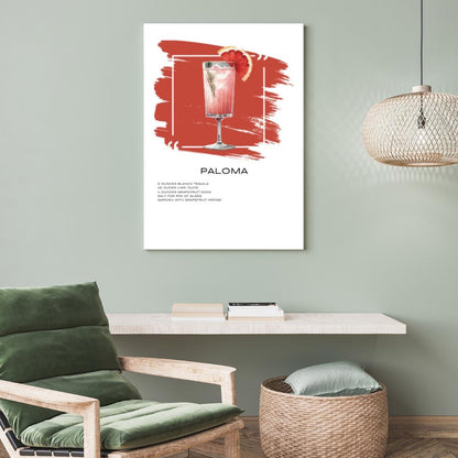 Paloma Recipe Art Print - Refreshing Tequila Cocktail Wall Decor - Social Canvas
