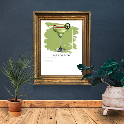 Margarita Cocktail Recipe Art Print - Vibrant Lime and Tequila Wall Decor - Social Canvas