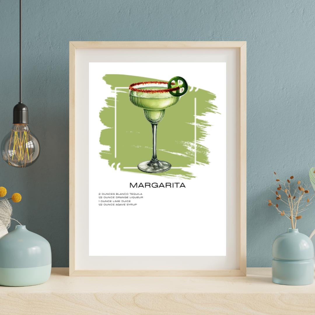 Margarita Cocktail Recipe Art Print - Vibrant Lime and Tequila Wall Decor - Social Canvas